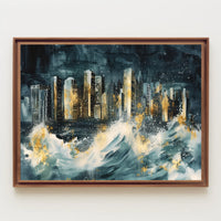 Cityscape Amidst the Storm Poster