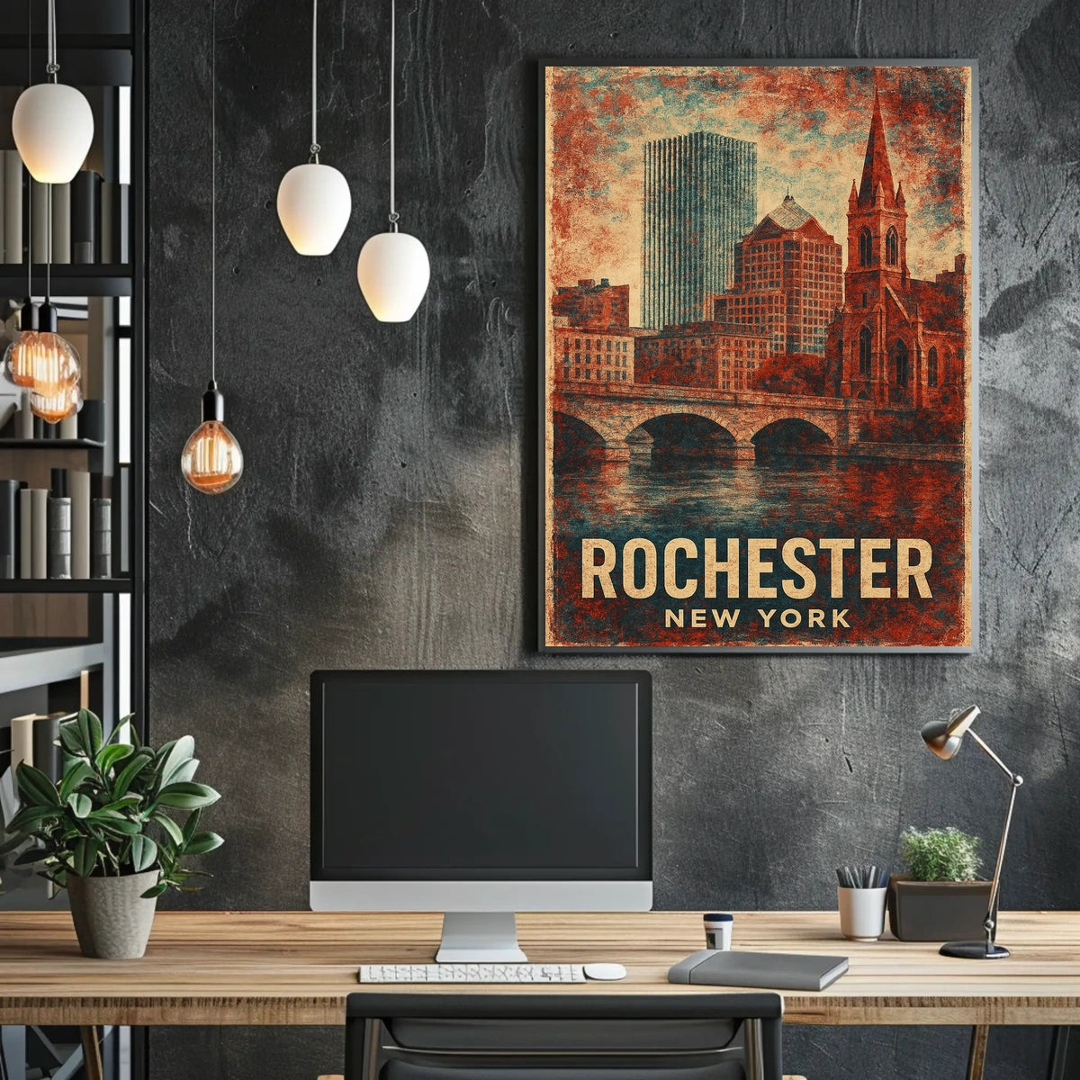 Rochester Architecture Vintage Travel Art Poster