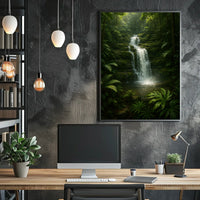 Serene Forest Waterfall Poster