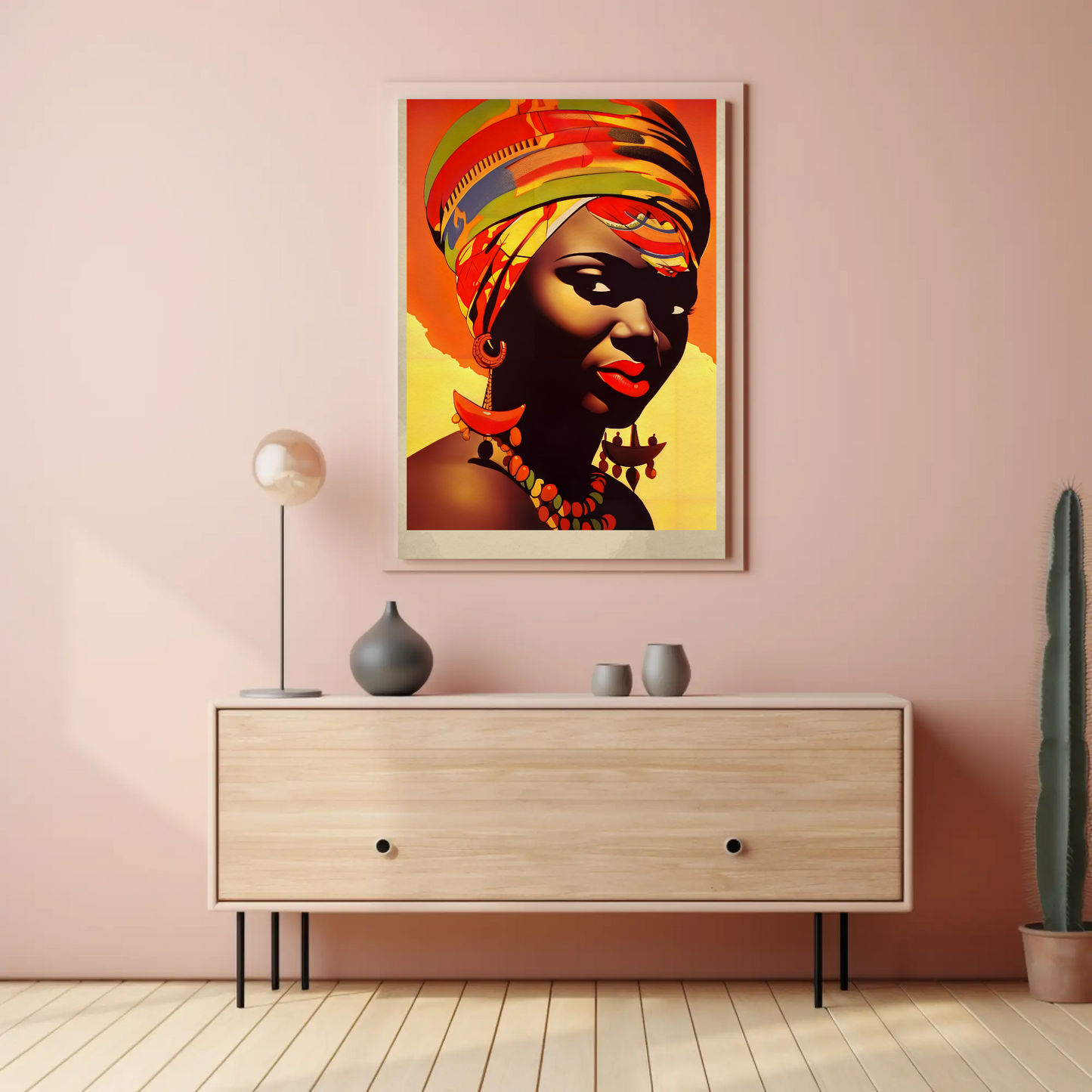 Bold African Woman Closeup Tribal Style Travel Poster
