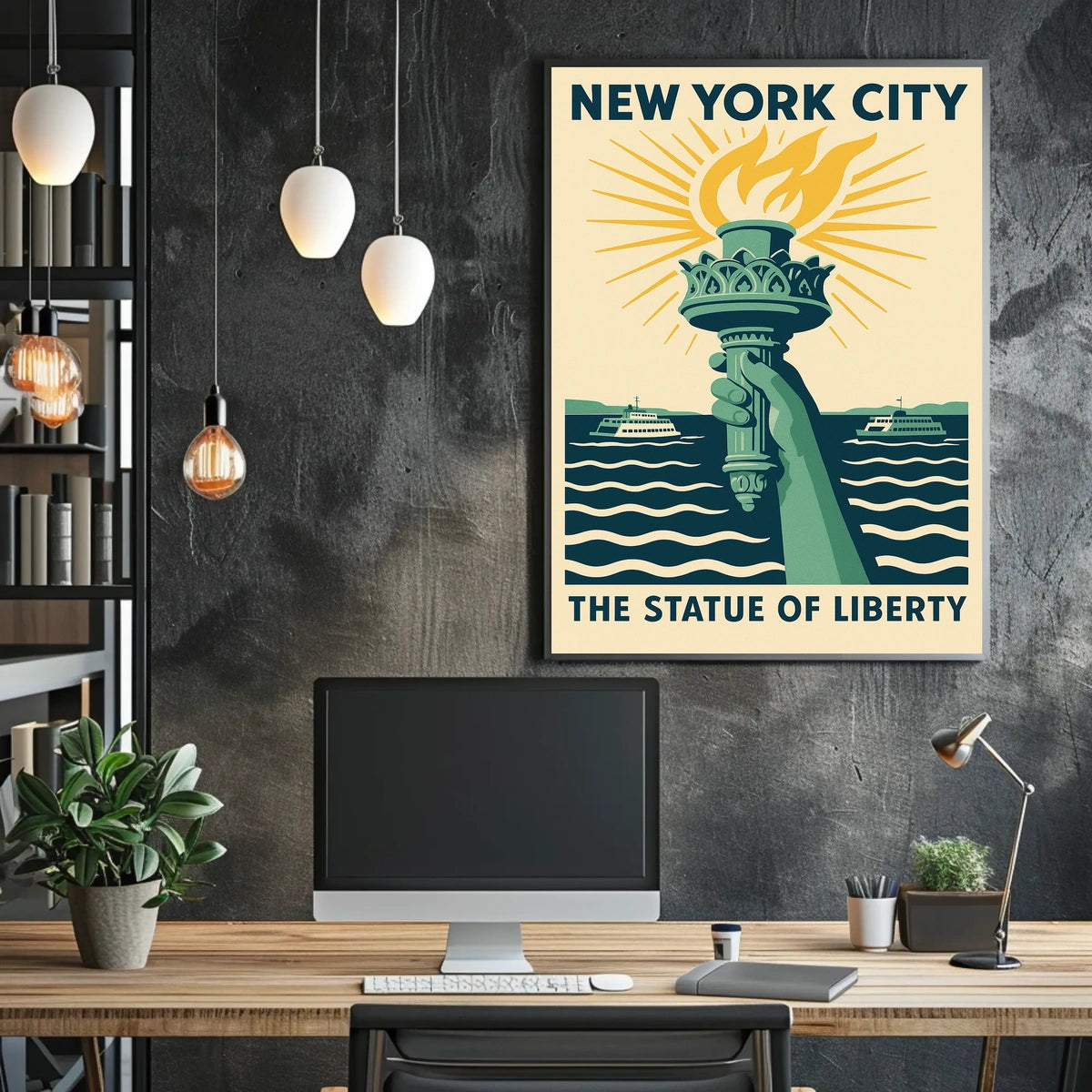 Statue Of Liberty NYC Icon Travel Poster Vintage Wall Art
