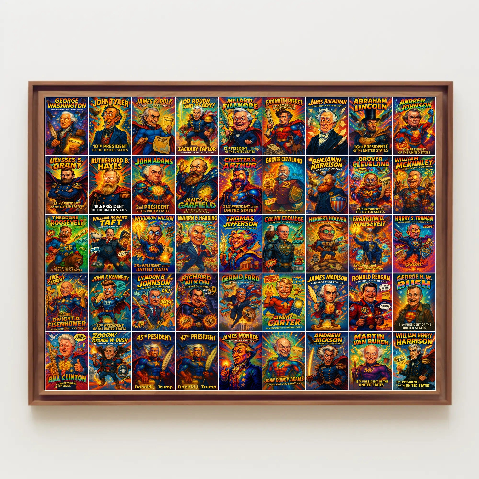 The Presidential Chronicles 45 Presidents Comic Style Poster PosterGoat