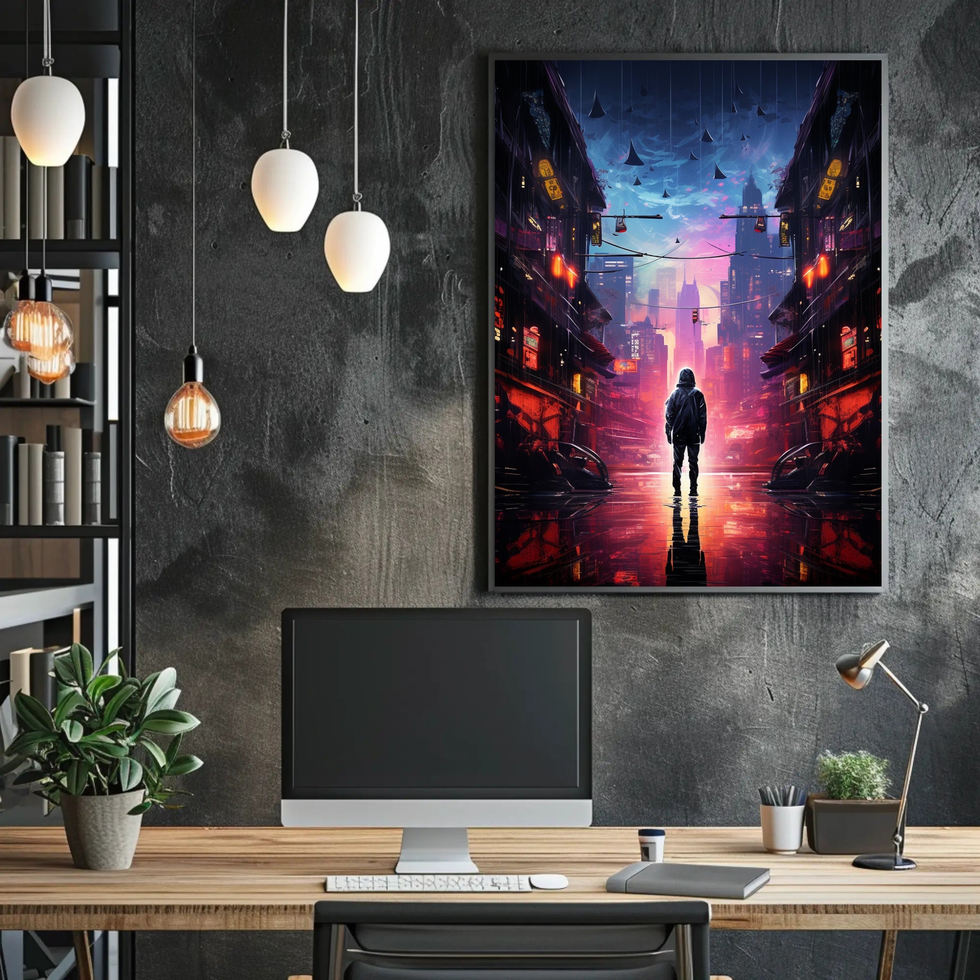 Neon Cityscape Poster