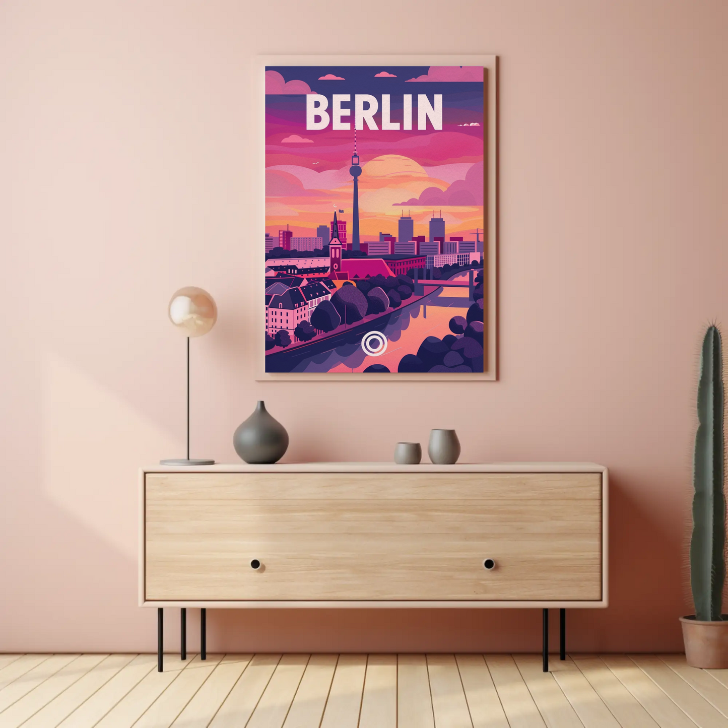 Berlin Skyline Tower Sunset Modern Urban Travel Poster