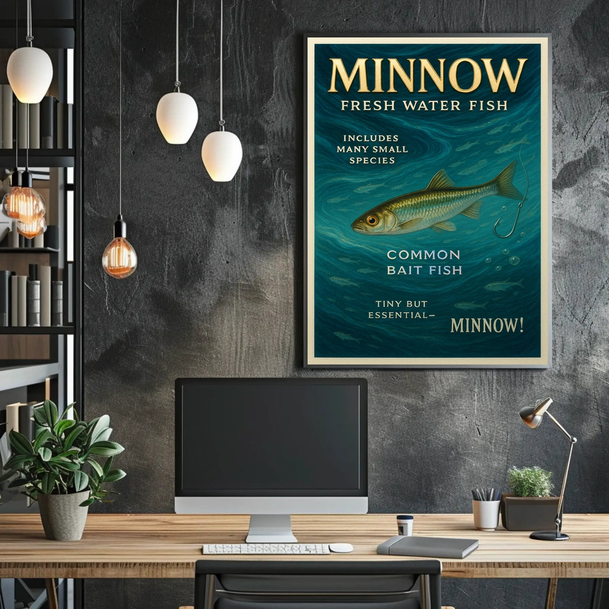 Minnow Vintage Illustration Fishing Poster Art Print