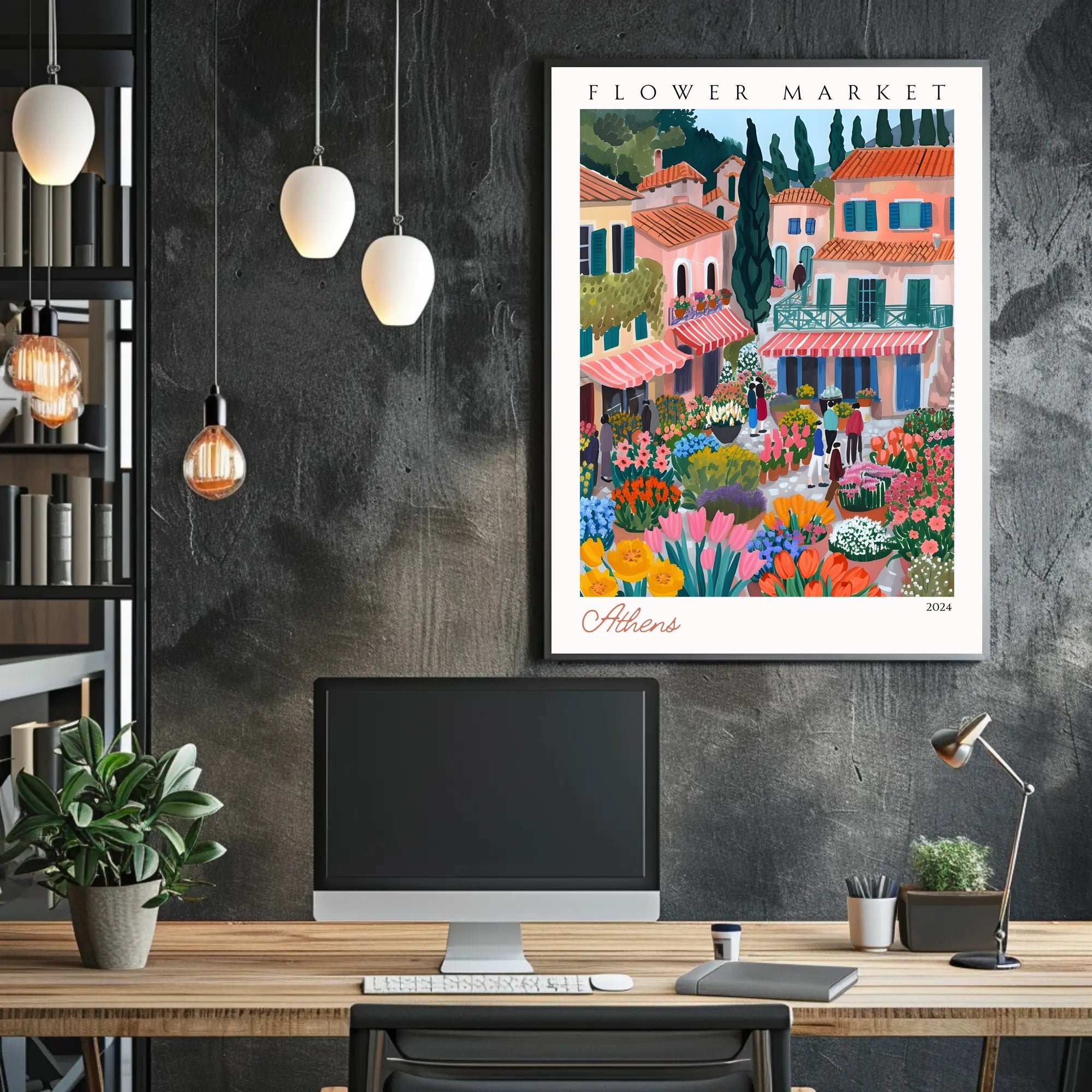 Flower Market in Athens Poster PosterGoat