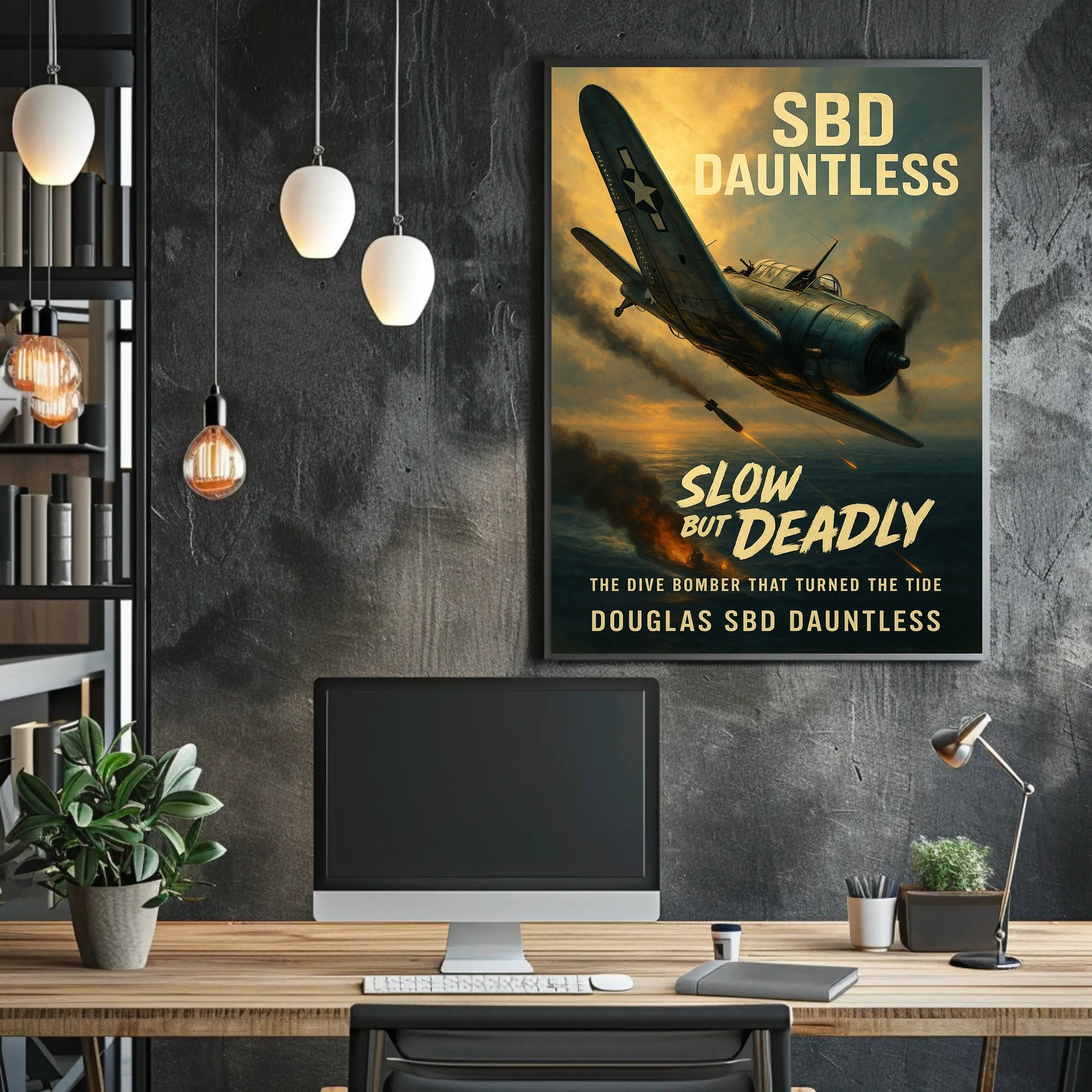 Douglas SBD Dauntless Action Scene WWII Poster