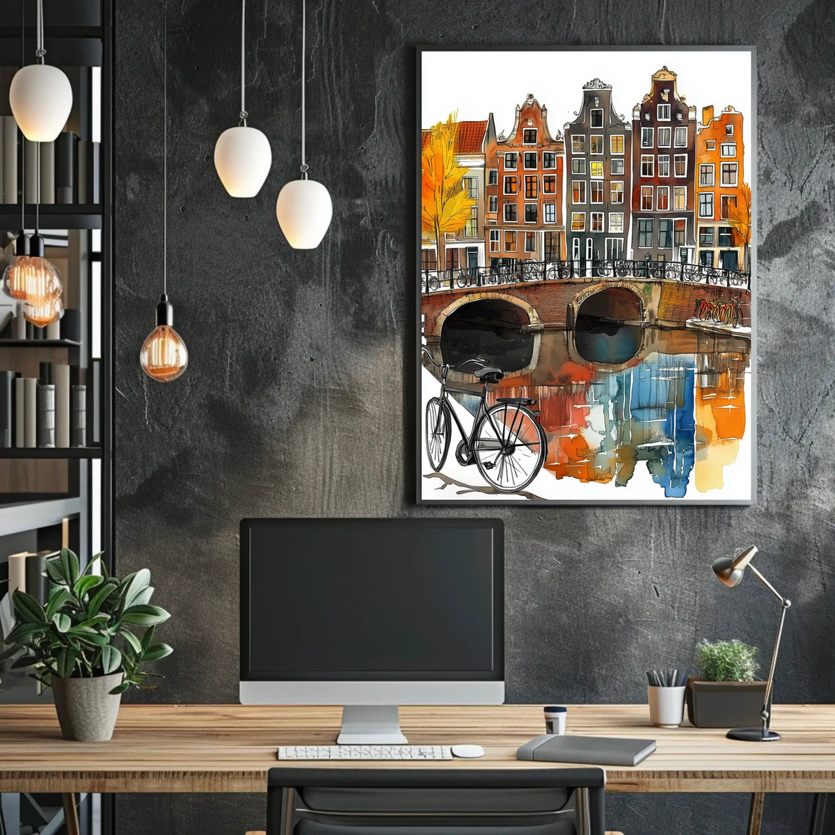Netherlands Amsterdam Canal and Colorful Houses Poster