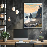 Olympic National Park Poster Vintage Travel Wall Art