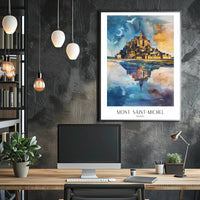 Mont Saint-Michel Painting: Vivid Watercolor Travel Poster PosterGoat