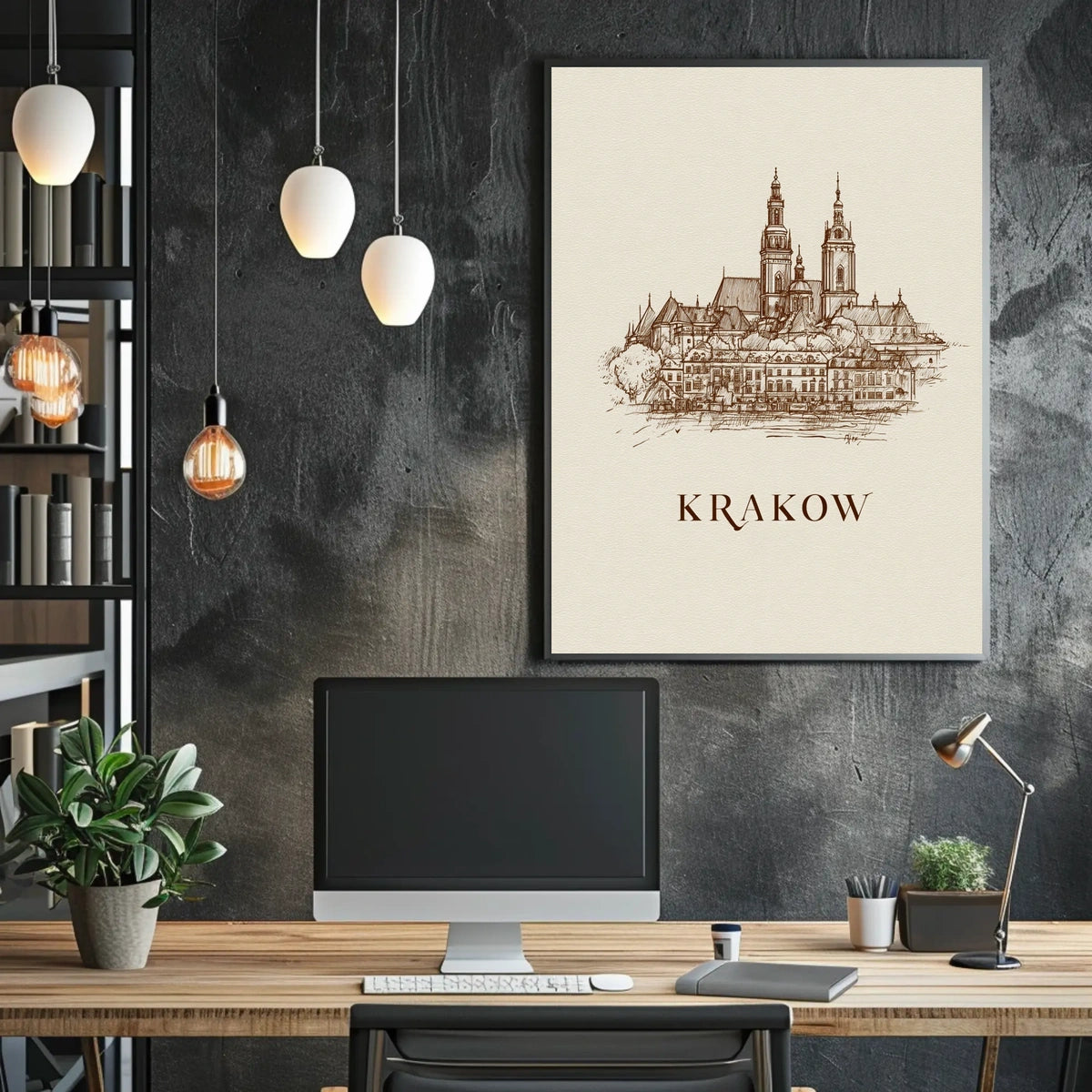 Krakow Architectural Sketch Poster