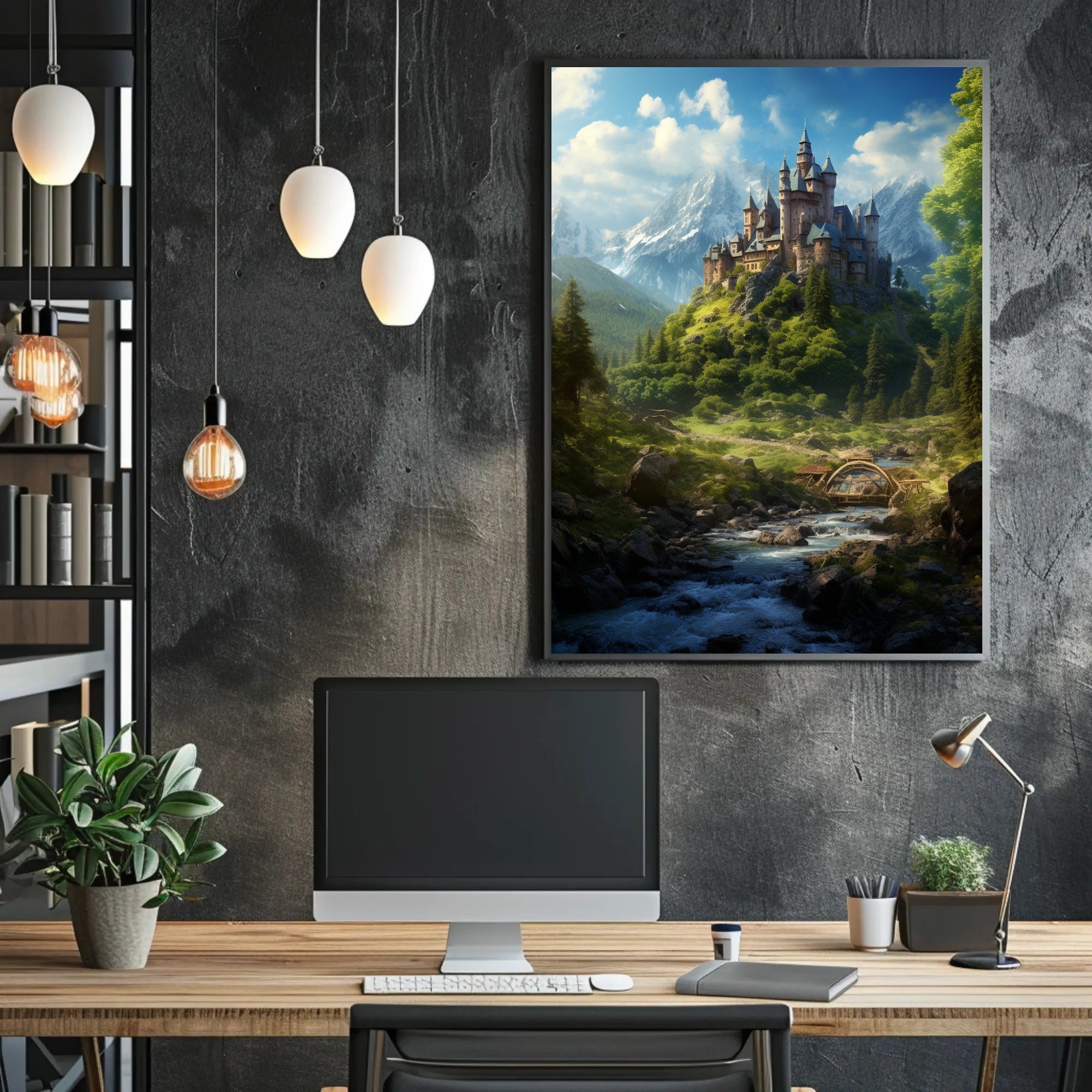 Enchanted Castle In The Mountains Poster PosterGoat