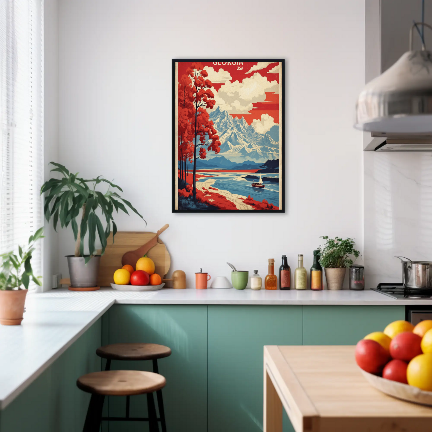 Georgia Scenic River Mountains Vintage Travel Poster