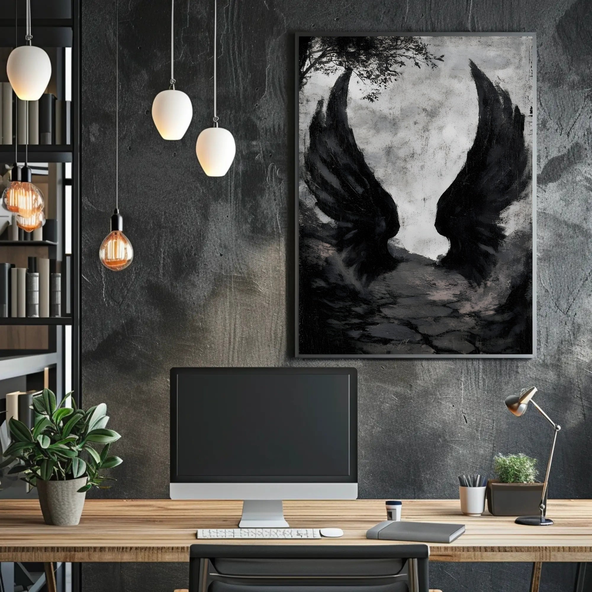 Dark Fantasy Wings Mysterious Scene Poster Fantasy or Mythology Poster PosterGoat
