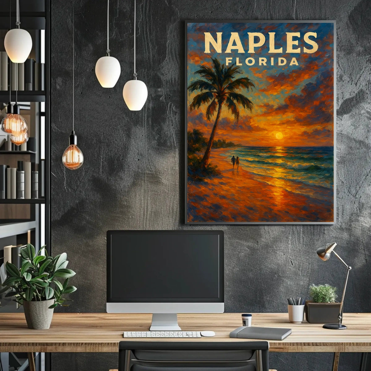 Naples Florida Sunset Poster Wall Art 18x24 Coastal Decor