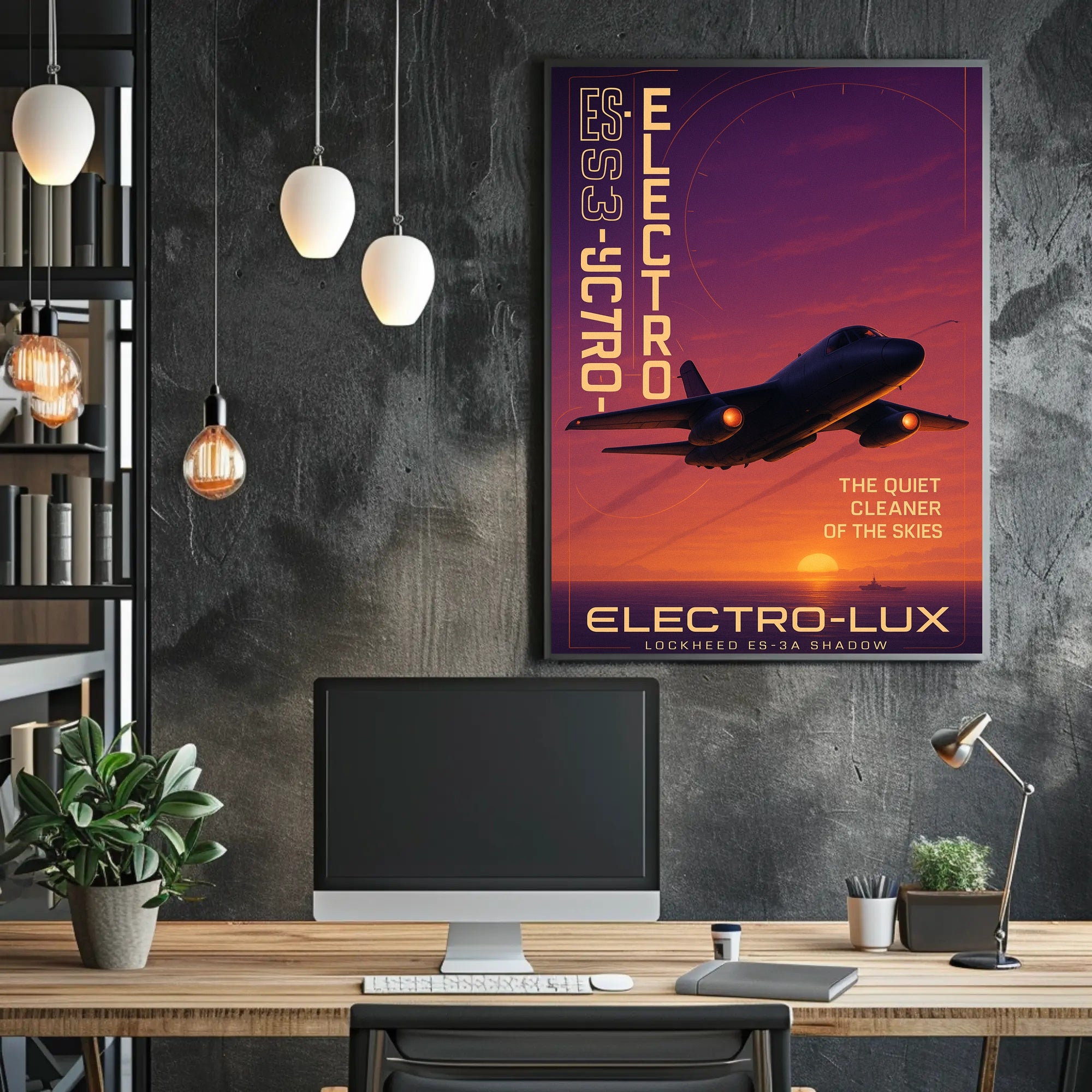 Stealth Jet Silhouette at Sunset Poster