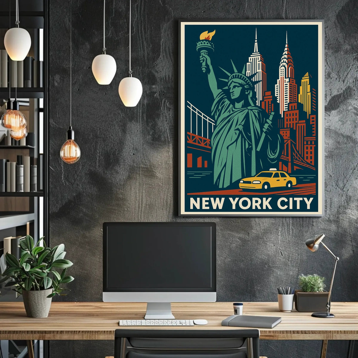 New York City Poster Vintage Travel Art Deco Wall Art