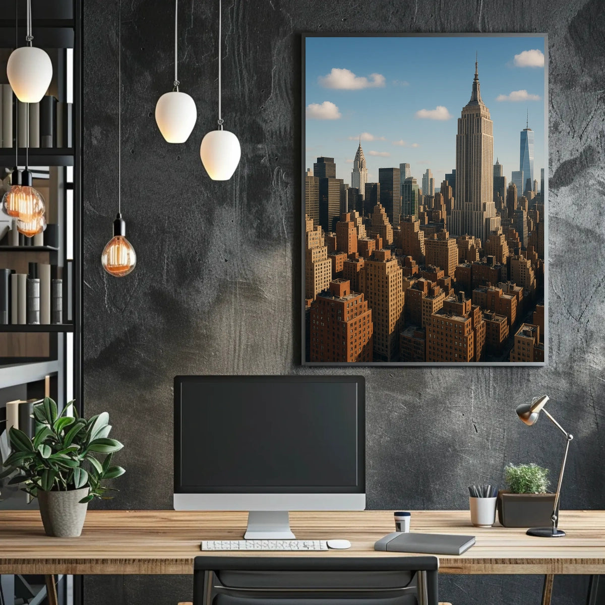 New York City Skyline Poster Modern Travel Wall Art