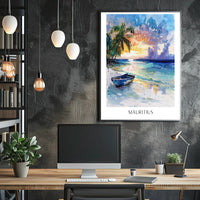 Mauritius Sunset Beach Travel Poster PosterGoat