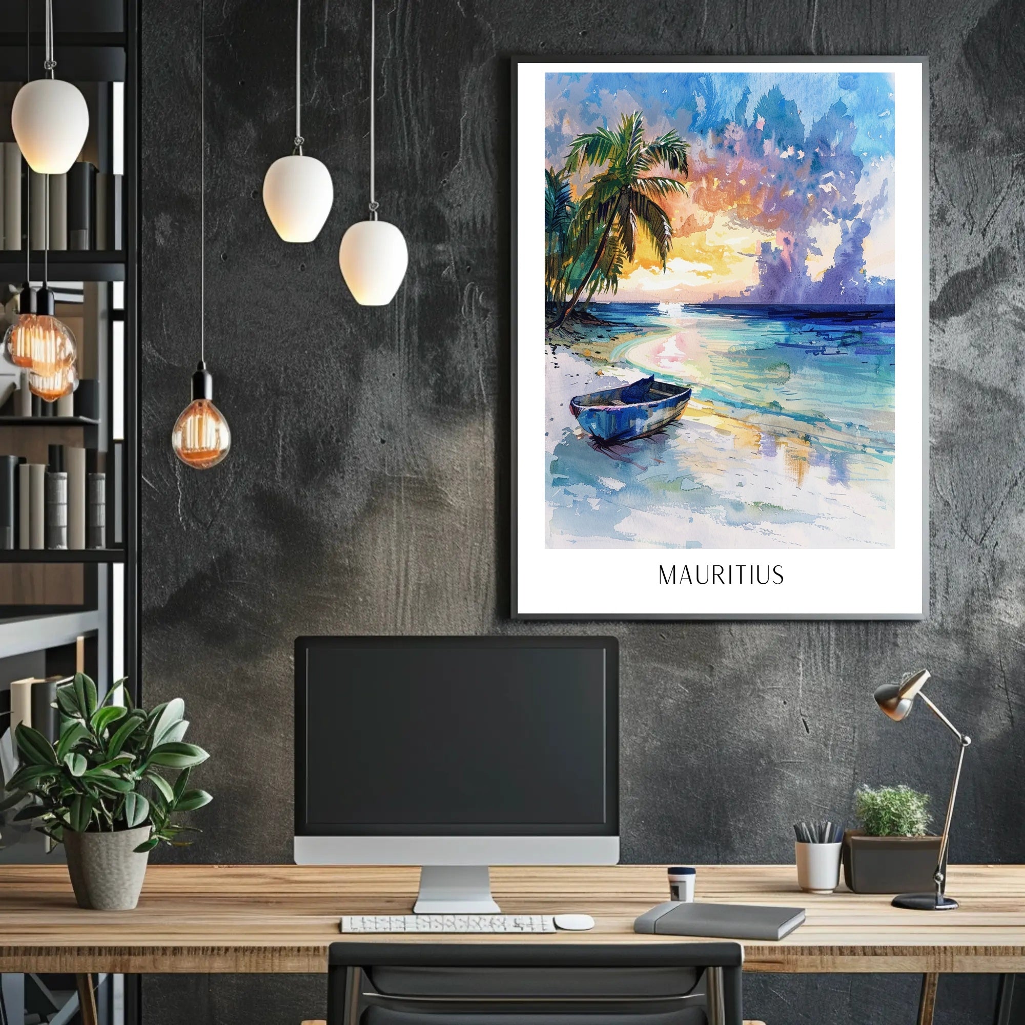 Mauritius Sunset Beach Travel Poster PosterGoat