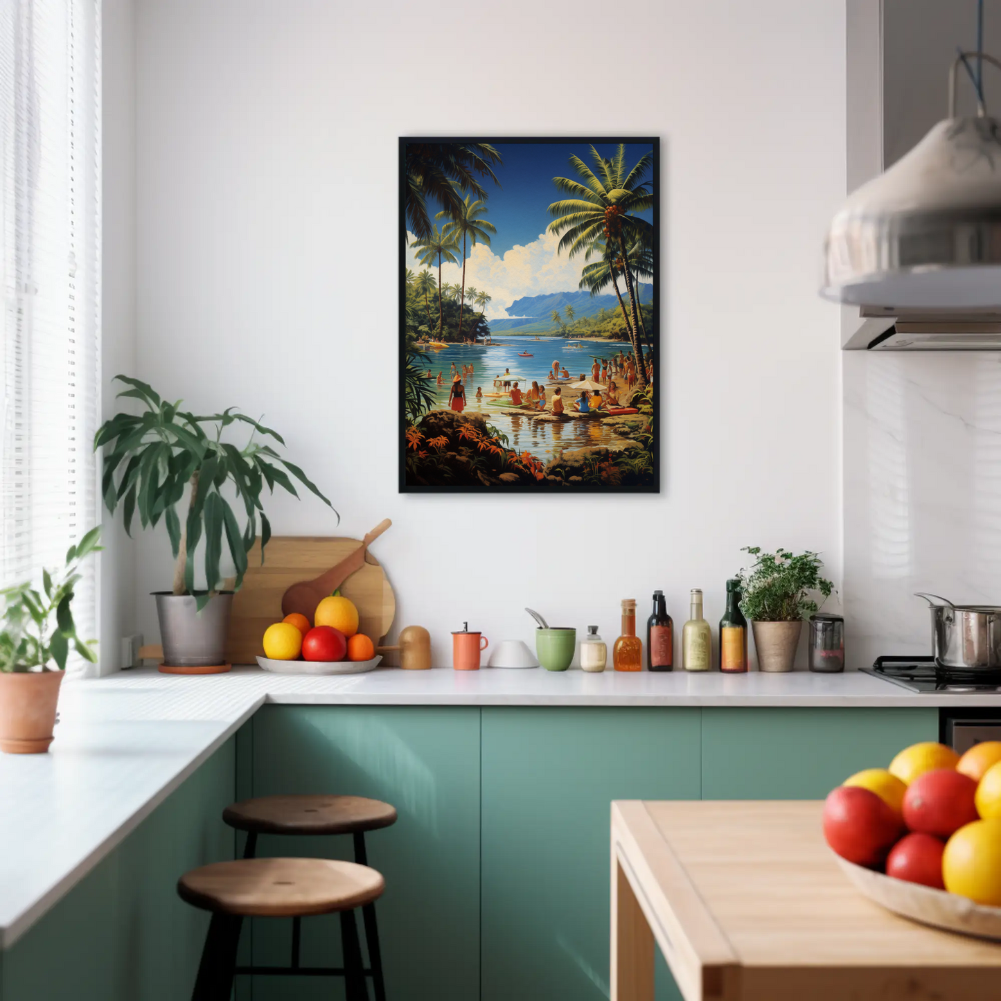 Tropical Lagoon Beach Paradise Vintage Travel Poster