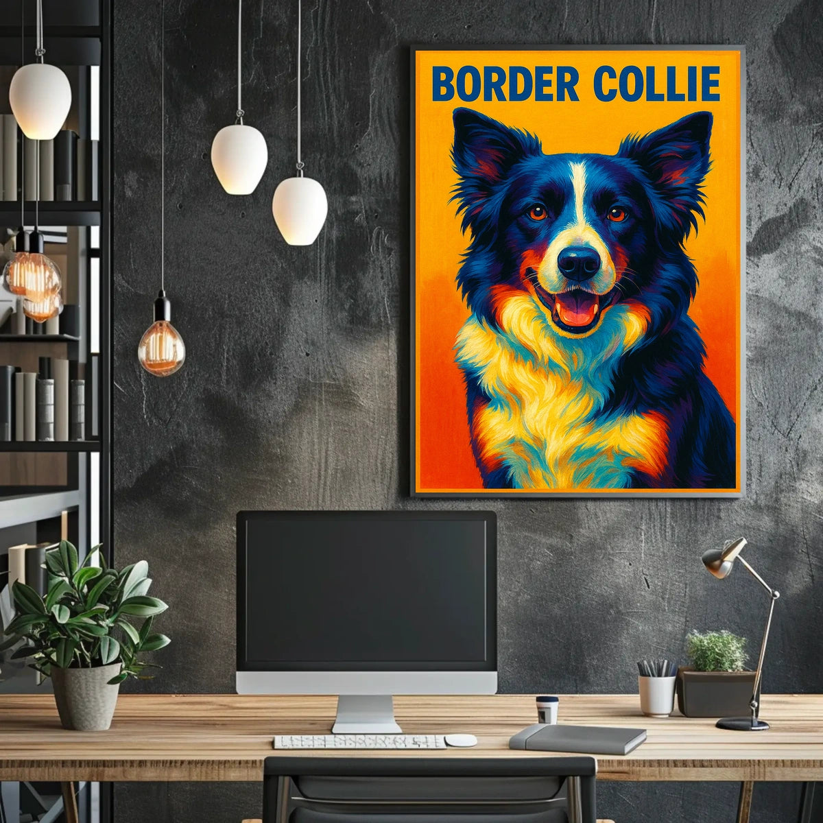 Vibrant Border Collie Portrait Poster