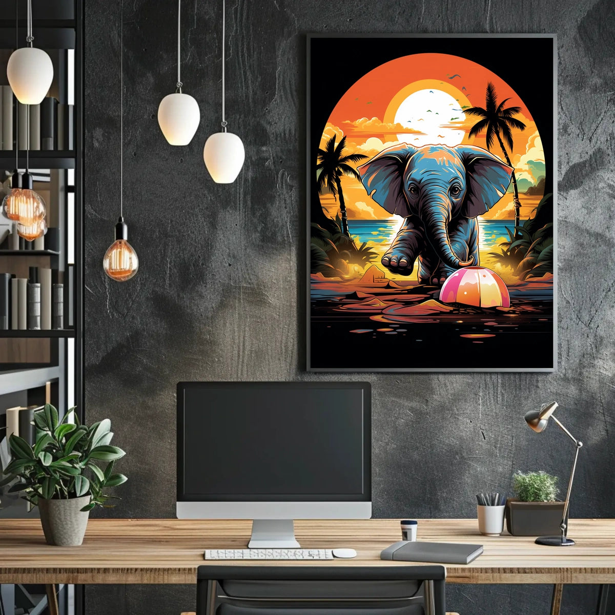 Elephant Paradise At Sunset Poster