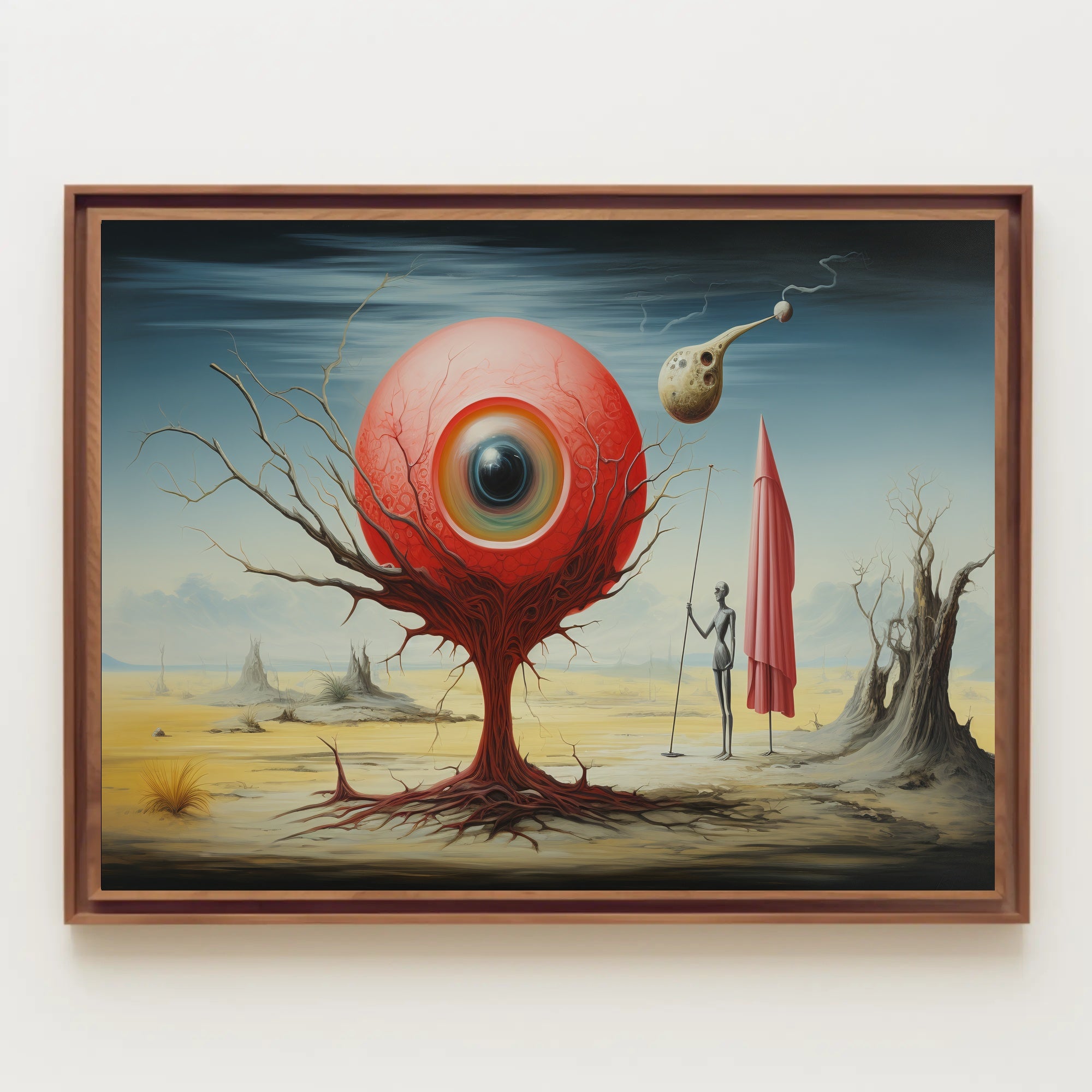 Red Sphere Desert Imagination: Futuristic Sci-Fi Poster