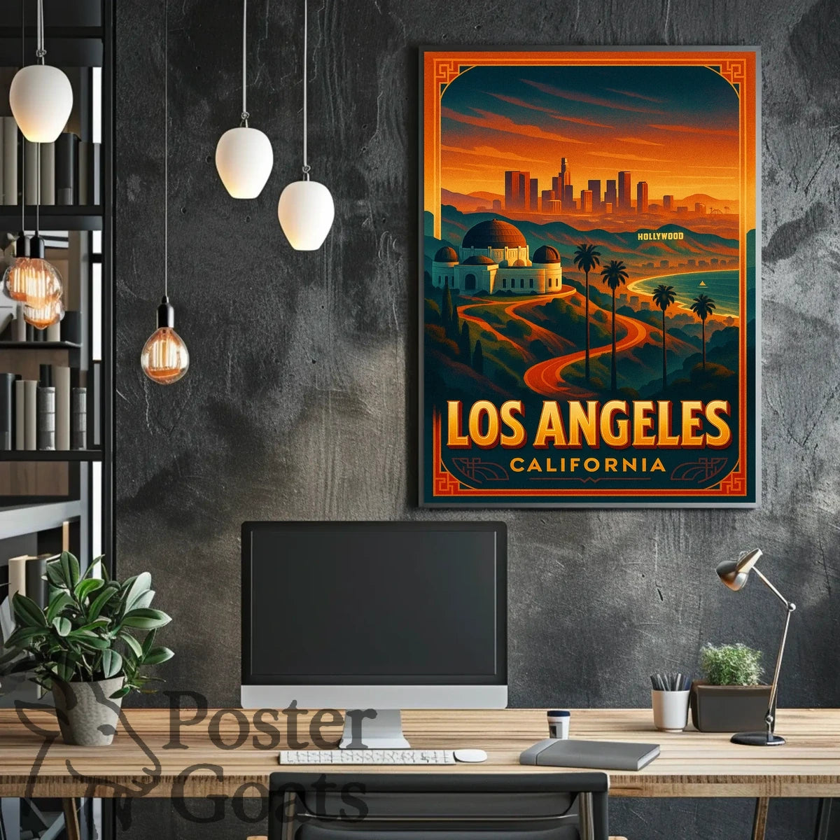 Los Angeles Sunset Vintage Travel Poster