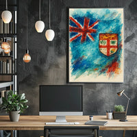 Fiji Flag Watercolor Art Poster