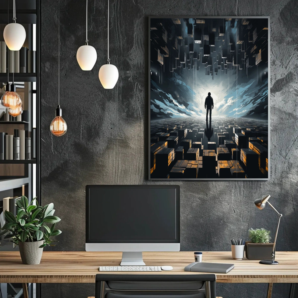 Surreal Futuristic Landscape: Abstract Sci-Fi Poster