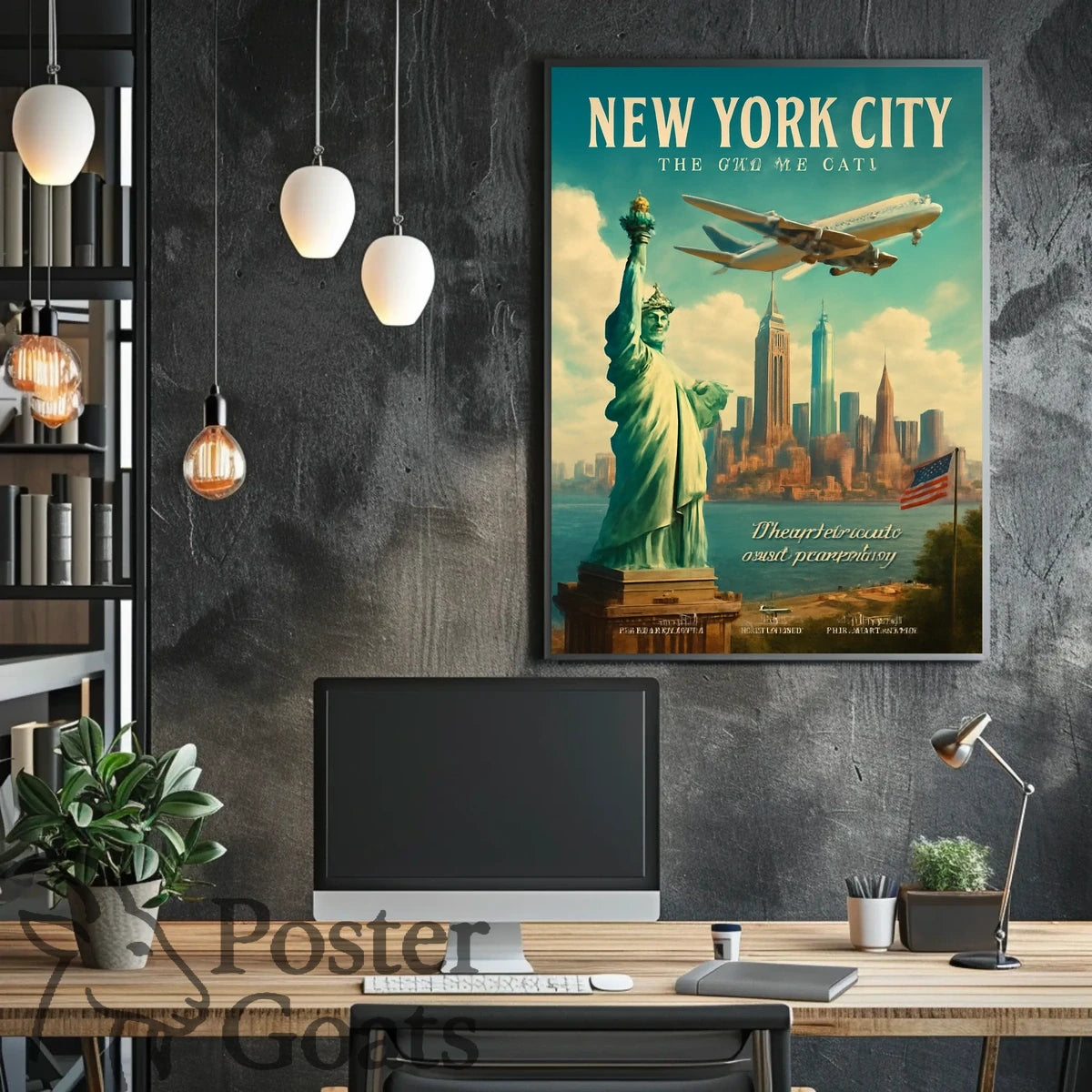 New York City Skyline Vintage Travel Poster