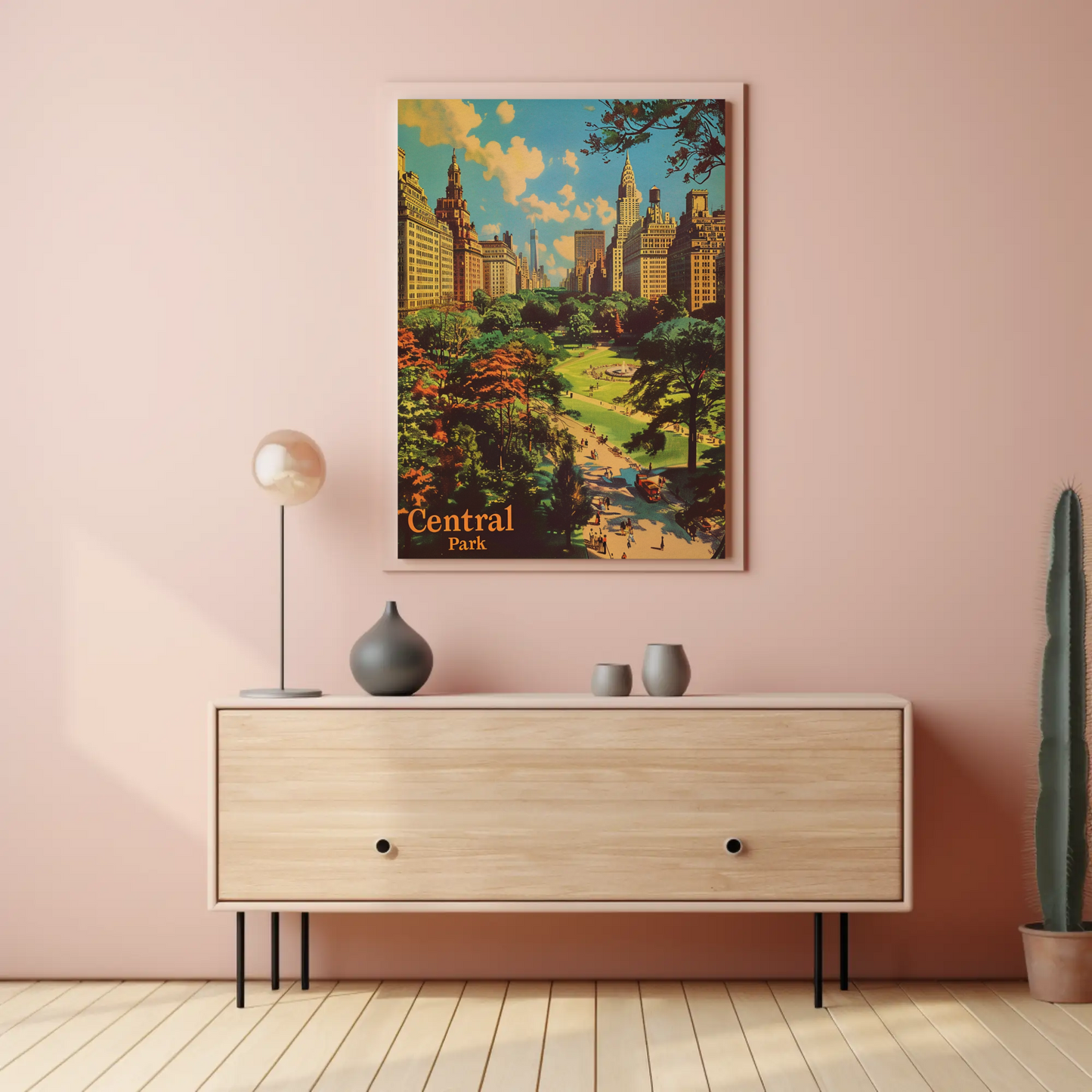 Central Park New York City Vintage Green Retreat Travel Poster