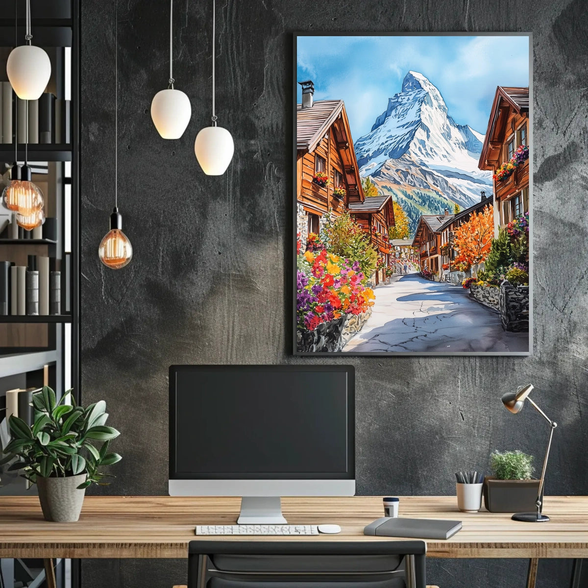 Switzerland Zermatt Matterhorn Mountain Village View Poster