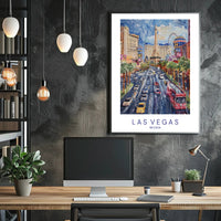 Las Vegas Cityscape Vibrant Watercolor Travel Poster PosterGoat