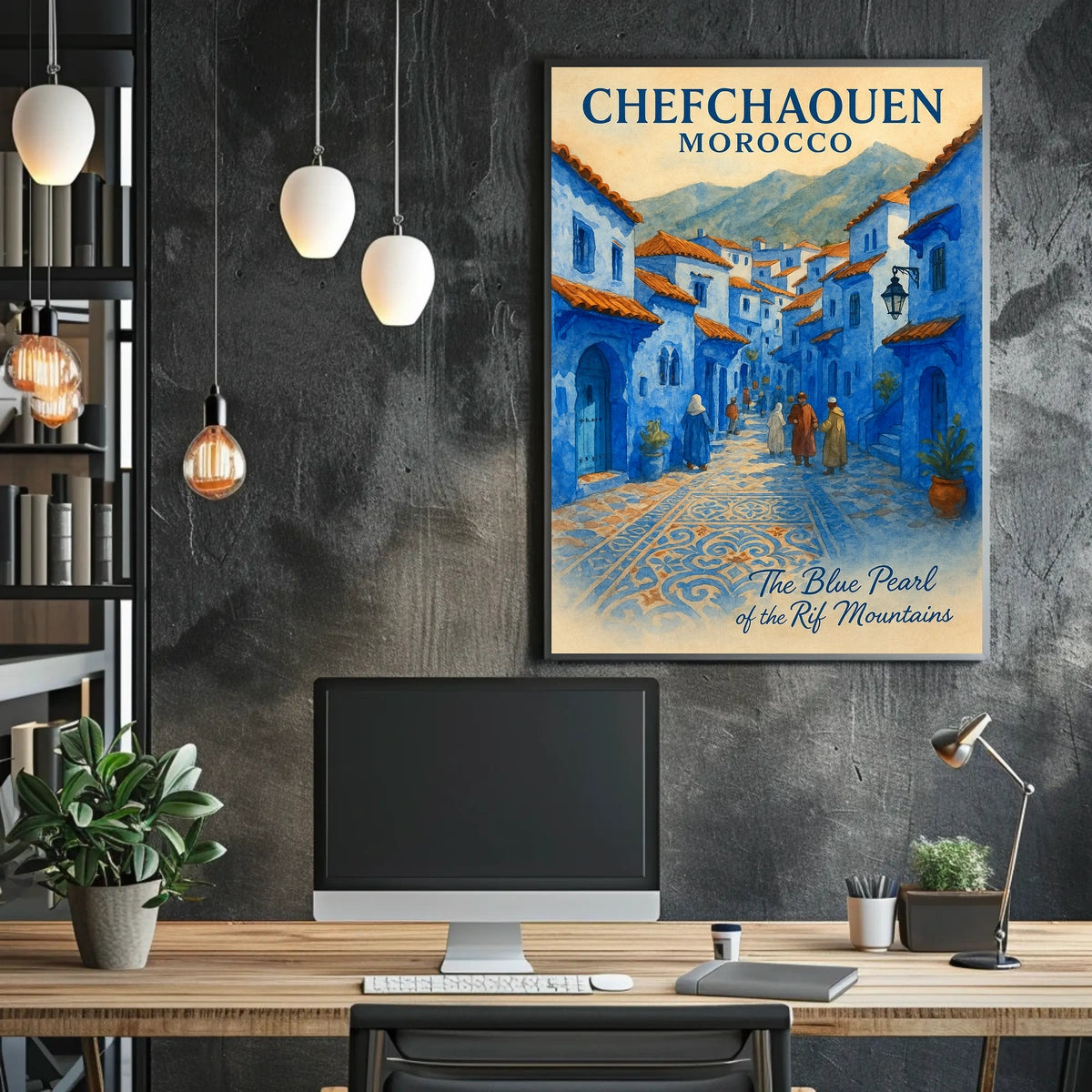 Chefchaouen Dreamscape: The Blue Pearl Poster