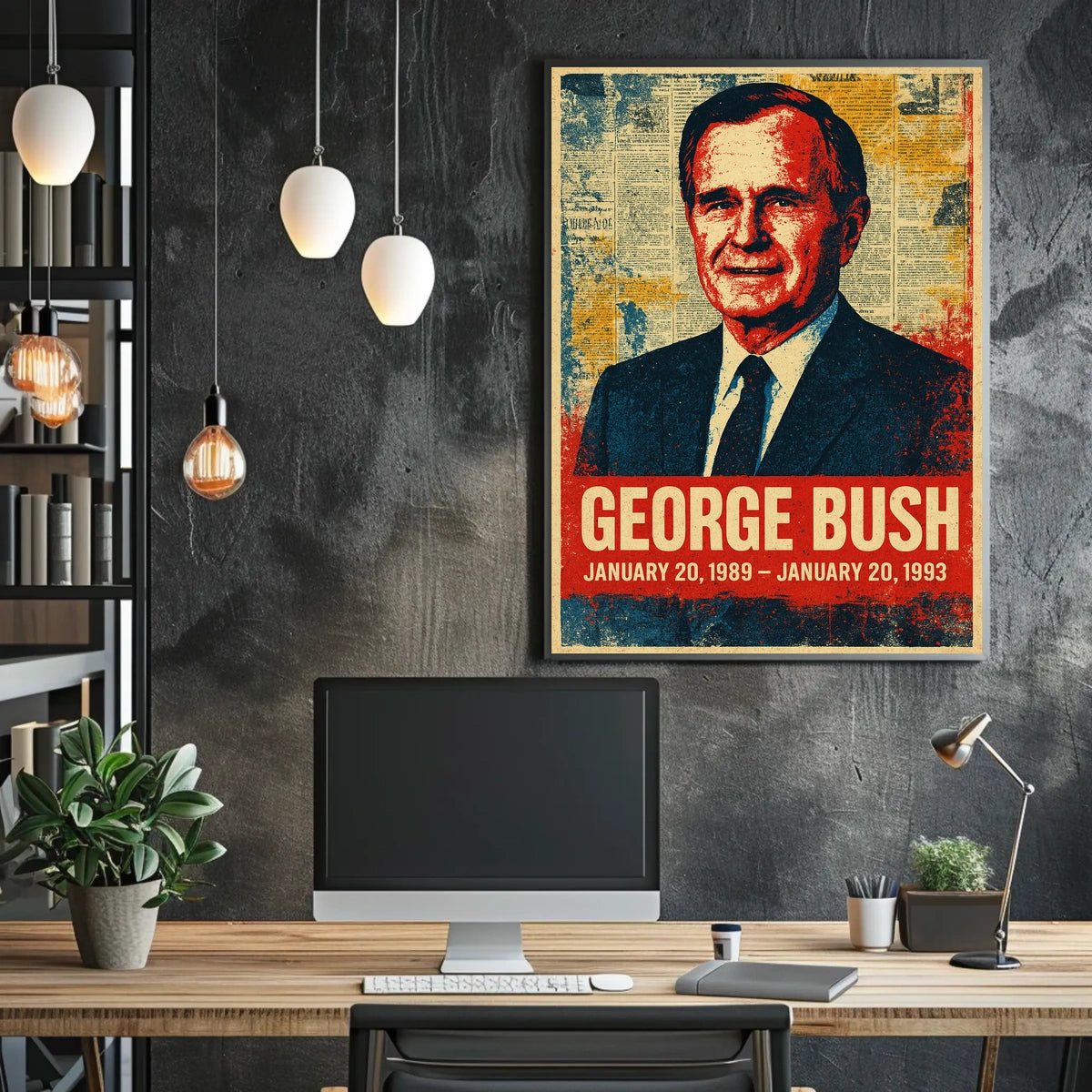 George H. W. Bush 41st President of the United States Street Art Mashup Poster