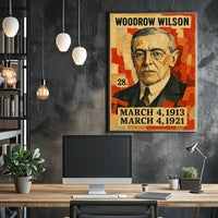 Woodrow Wilson 28th President of the United States Layered paper Collage Poster