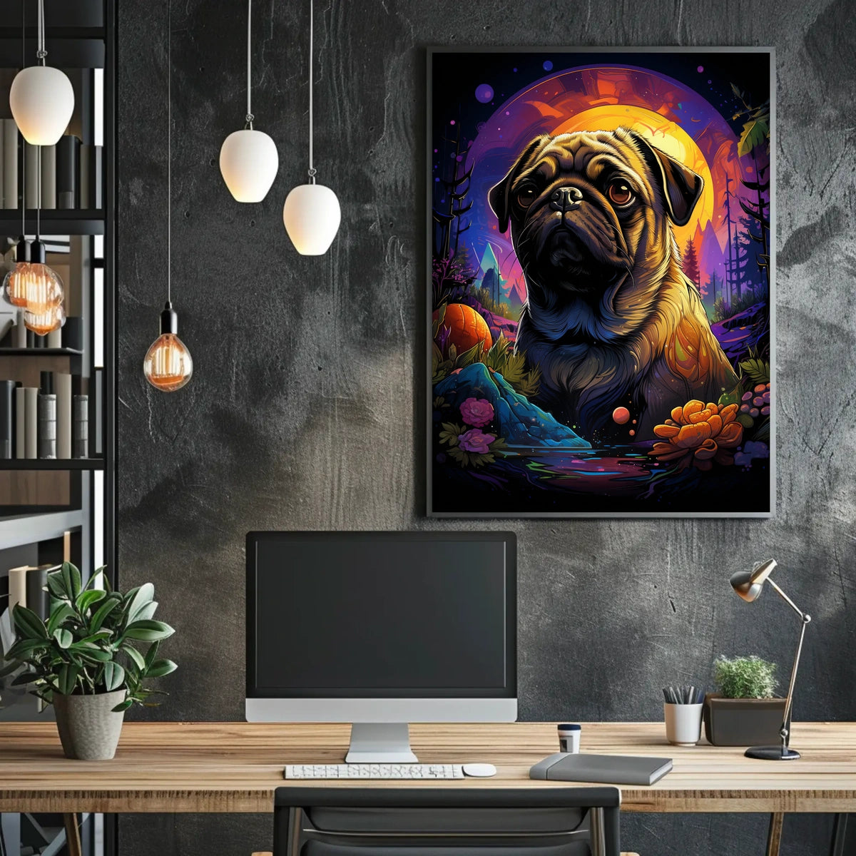 Cosmic Pug Adventure Whimsical Dog Lovers Poster