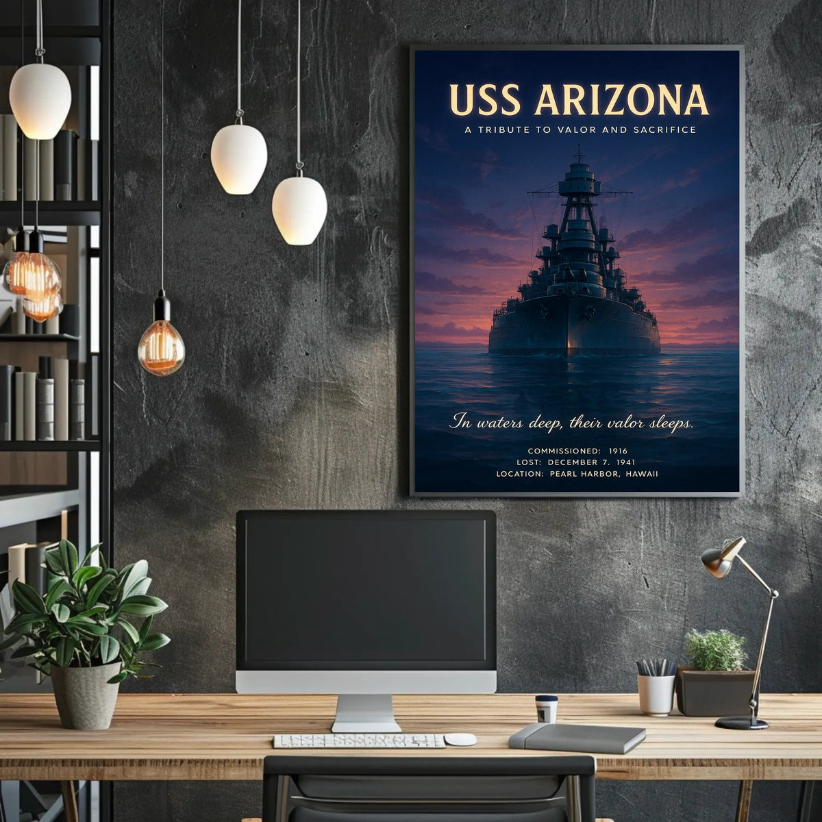 USS Arizona Poster Valor and Sacrifice for History Buffs