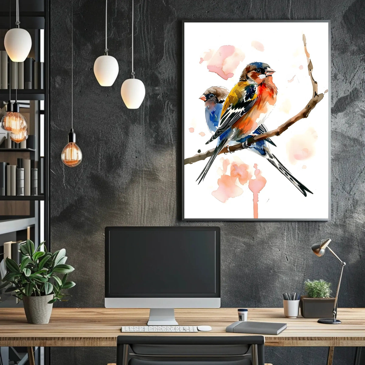 Vibrant Birds on a Branch Poster
