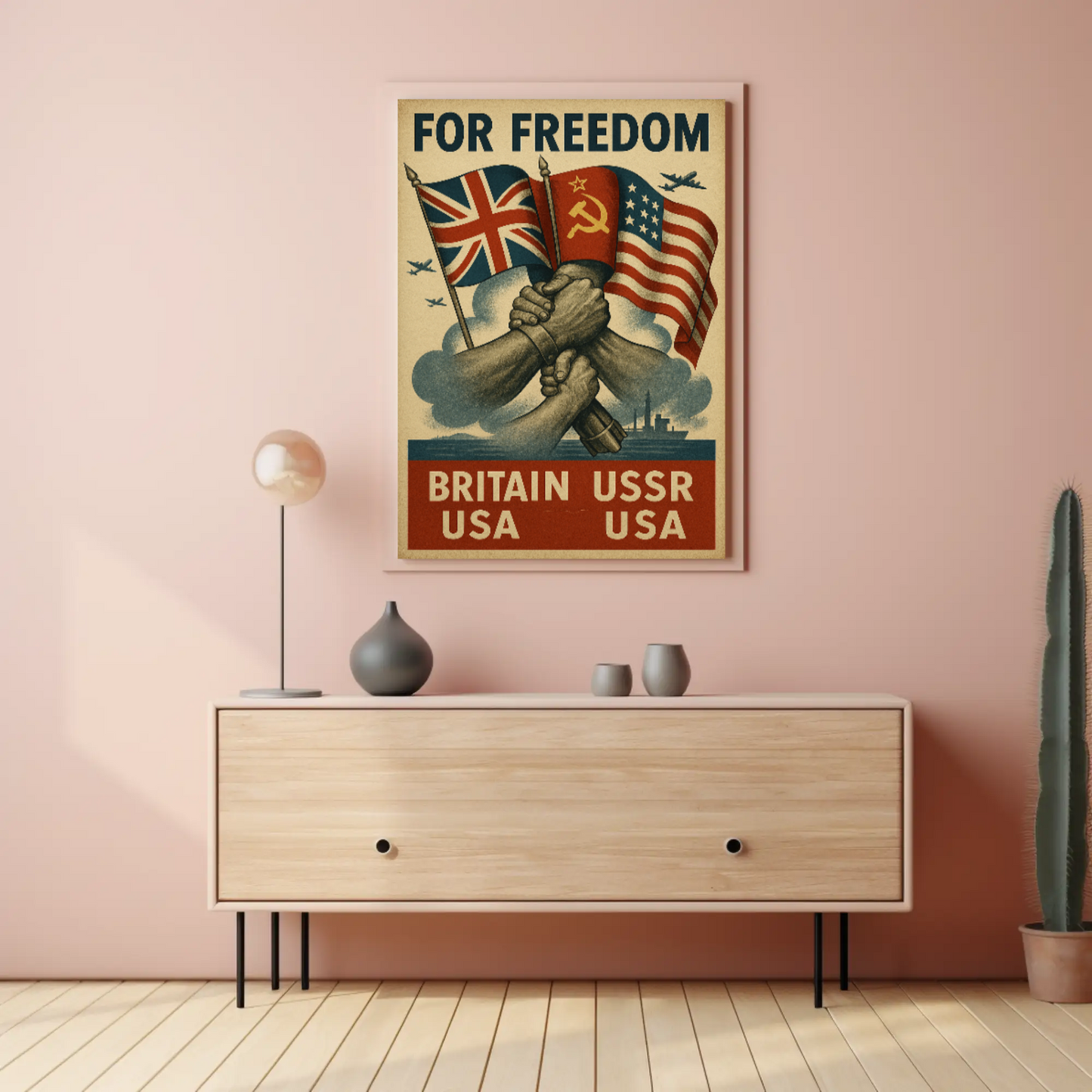 Allied Unity for Freedom WWII Propaganda Poster