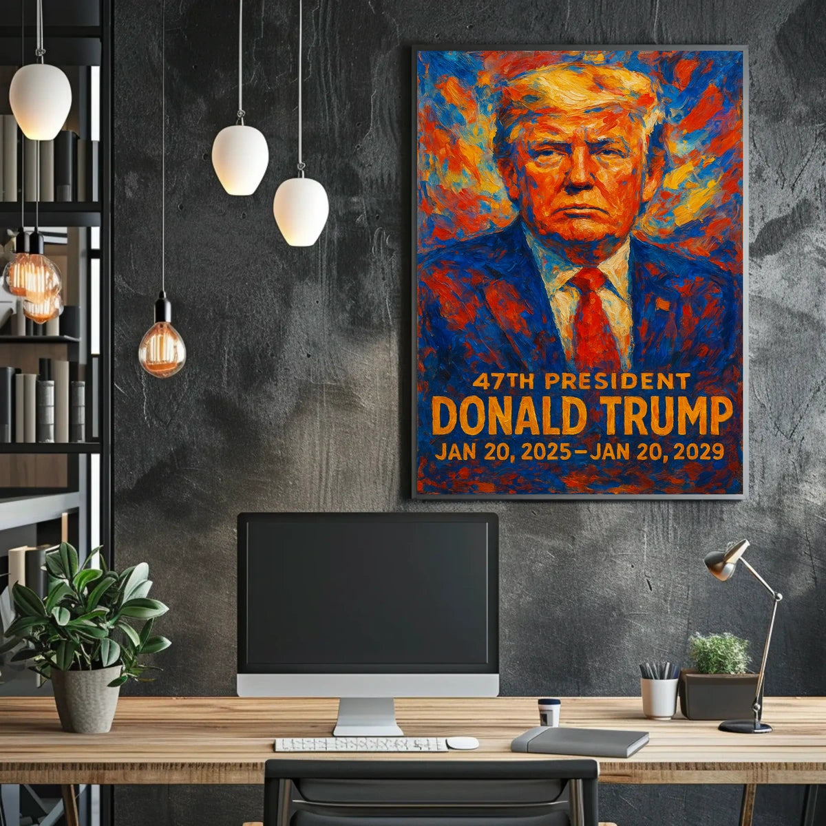 Trump Visionary Patriotism Red Blue Impressionism Poster