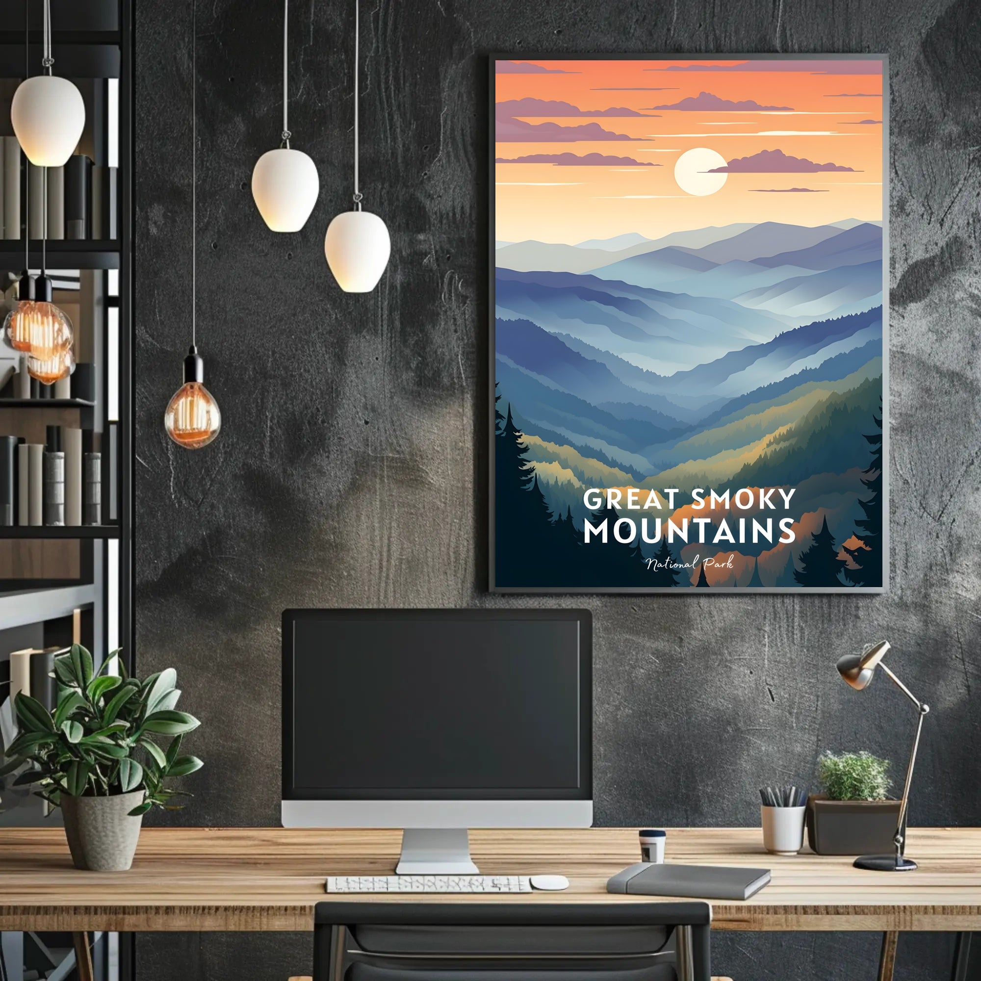 Great Smoky Mountains Landscape Poster Vintage Print