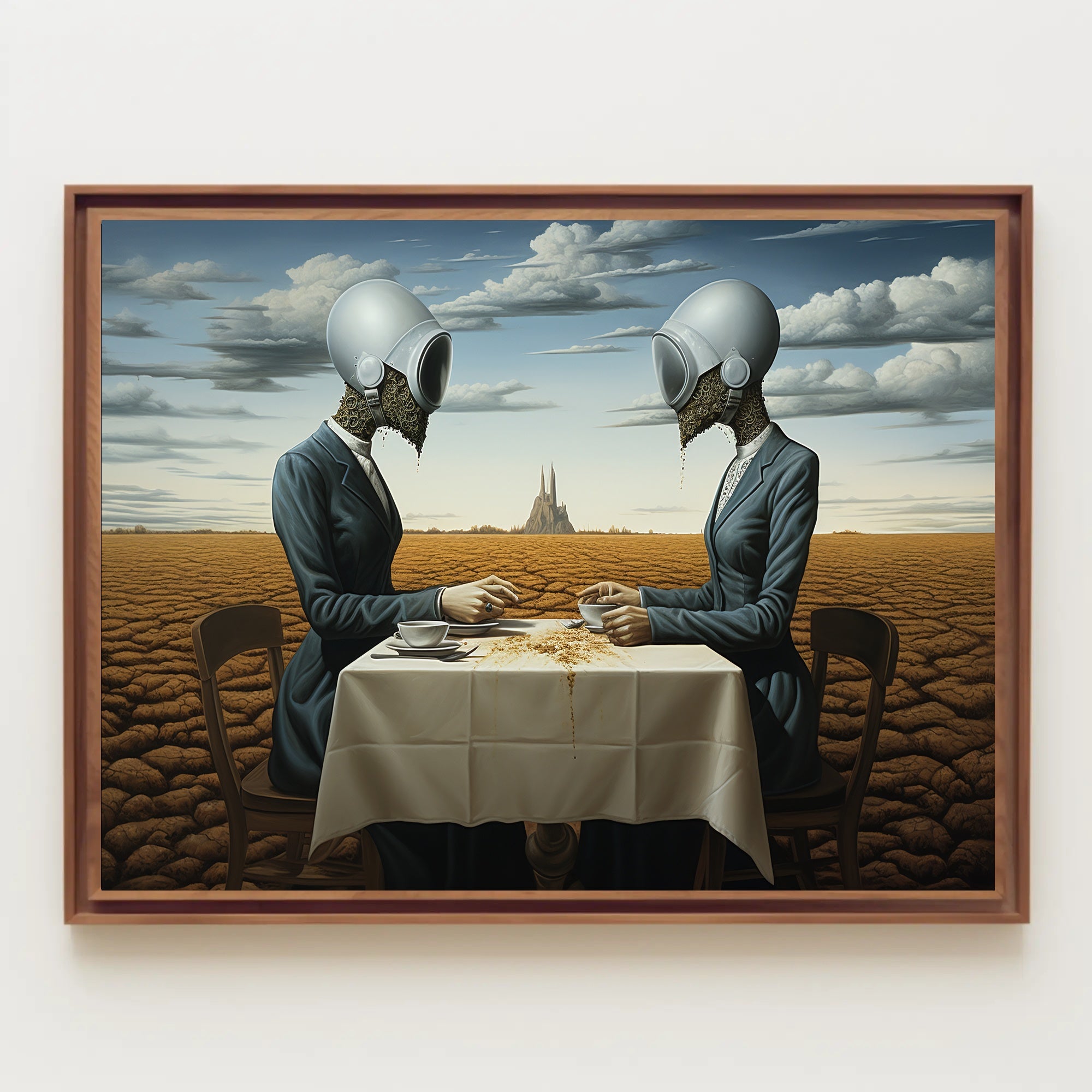 Surreal Tea Ceremony in Futuristic Sci-Fi Poster