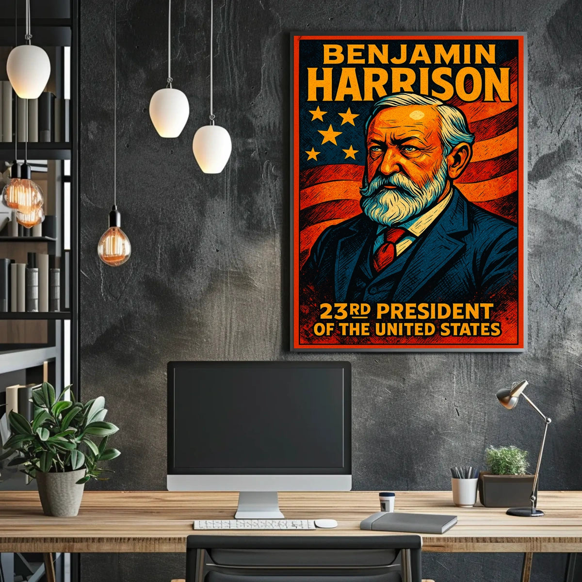 Benjamin Harrison 23rd US President Poster Vintage Wall Art