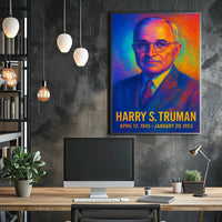 Harry S. Truman 33rd President of the United States Neon Gradient Overlay Poster