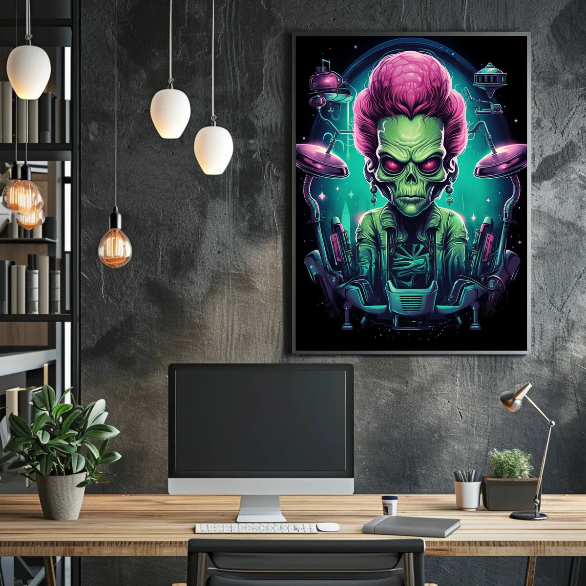 Alien Commander Sci-Fi Illustration Poster