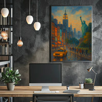 New York City Dusk Iconic Landmarks Poster Modern Wall Art