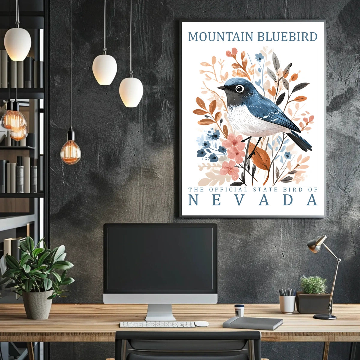Mountain Bluebird Nevada State Bird Art Poster